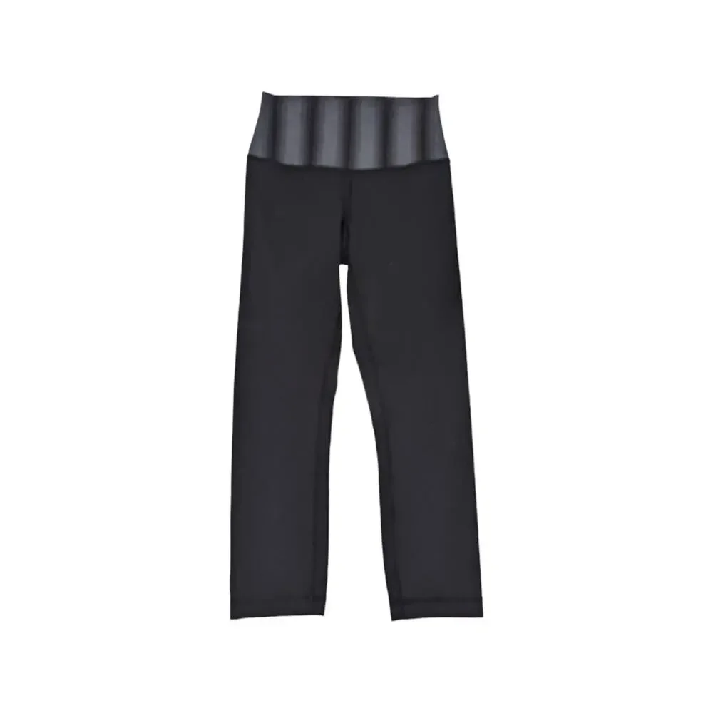 Lululemon Wunder Under Crop II Legging Luon Roll Down Black Capilano Stripe Coal
